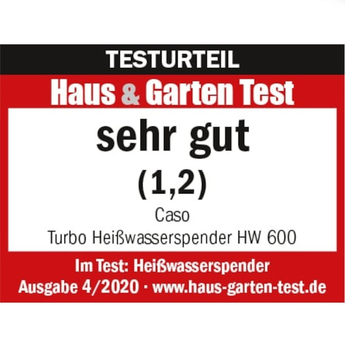Test result Haus & Garten Test, very good (1.2), Caso Turbo Hot Water Dispenser HW 600, Issue 4/2020