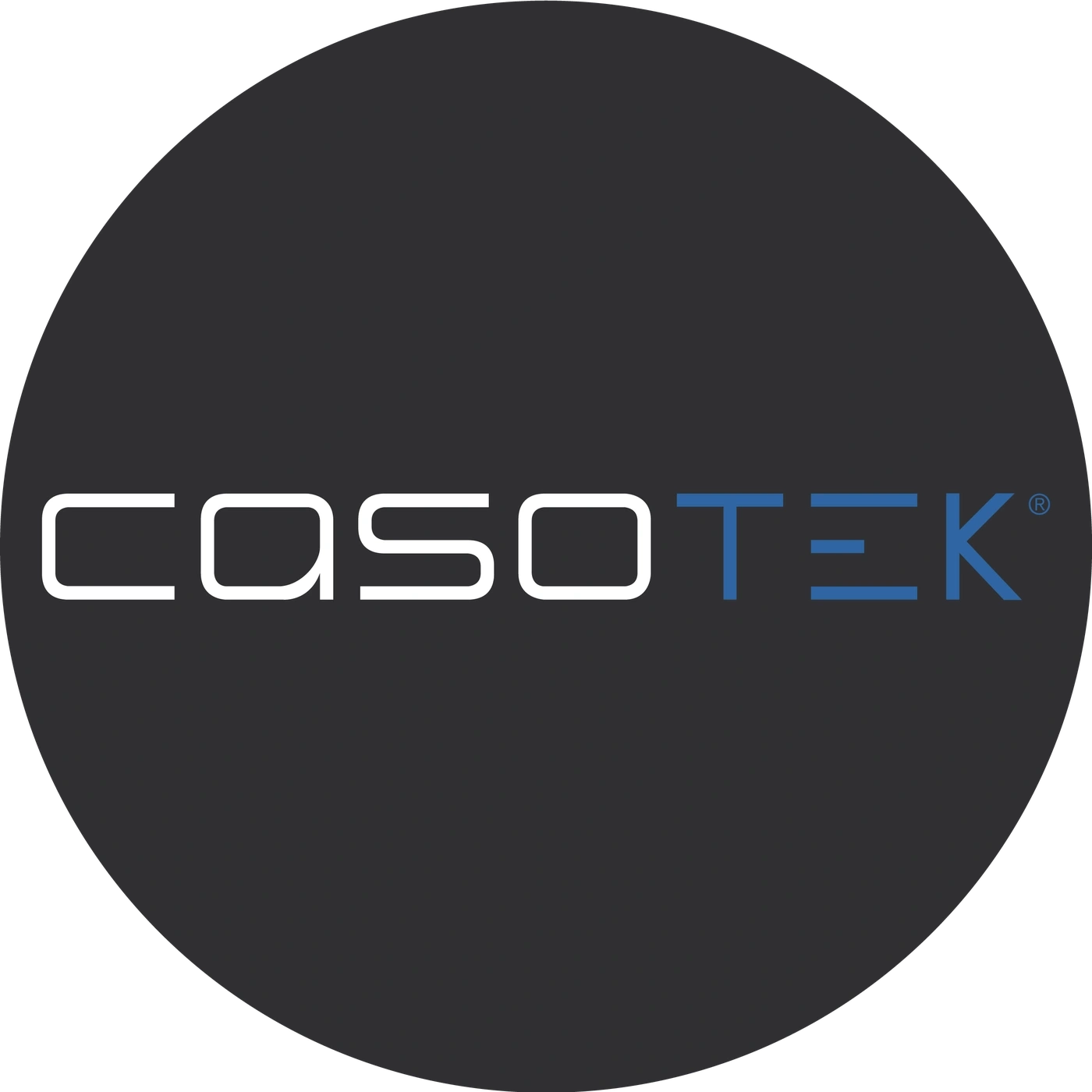 CASOTEK logo on a dark background within a circle, simple and modern