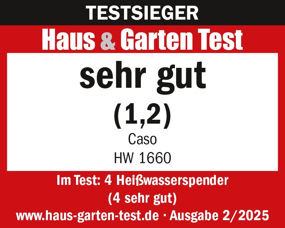 Test Haus & Garten: sehr gut (1,2) für Caso HW 1660, Ausgabe 2/2025