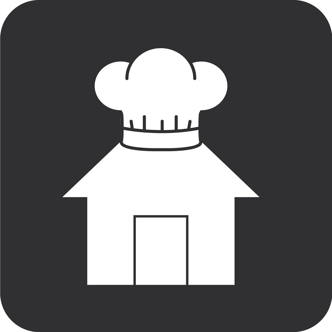 Chef hat on house, symbol for cooking at home, preparing food