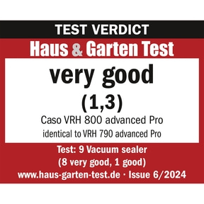 Haus & Garten Test result: very good (1.3) for Caso VRH 800 advanced Pro.