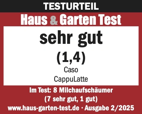 Testurteil Haus & Garten Test: sehr gut (1,4) Caso CappuLatte, Ausgabe 2/2025