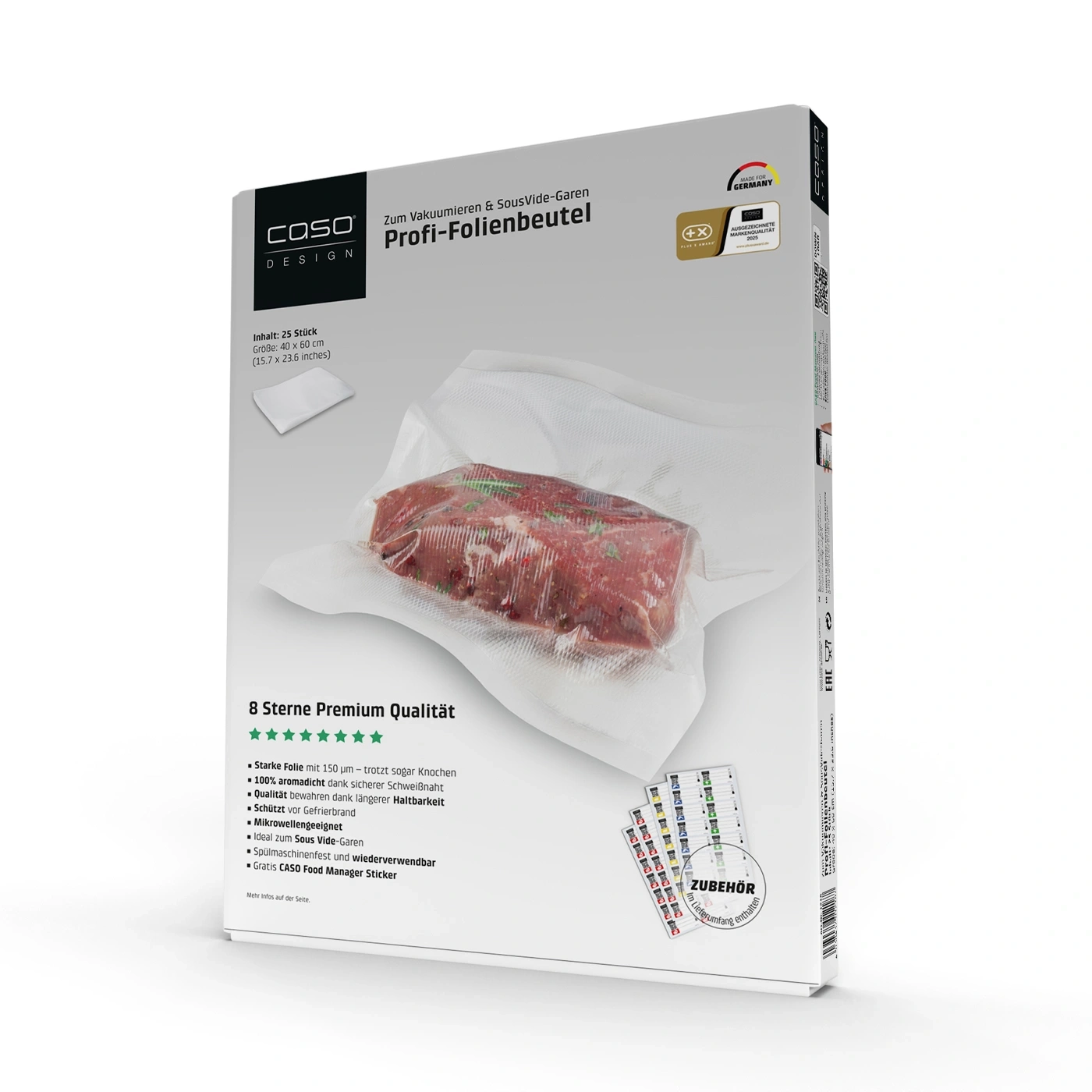 8-Sterne Profi-Folienbeutel 40x60 cm, 25 Stück,150 μmzum Vakuumieren + Sous Vide Garen