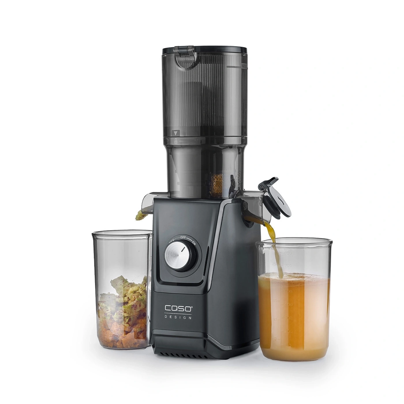 Juicer with two glasses, juice and vegetables, Caso Design, black color