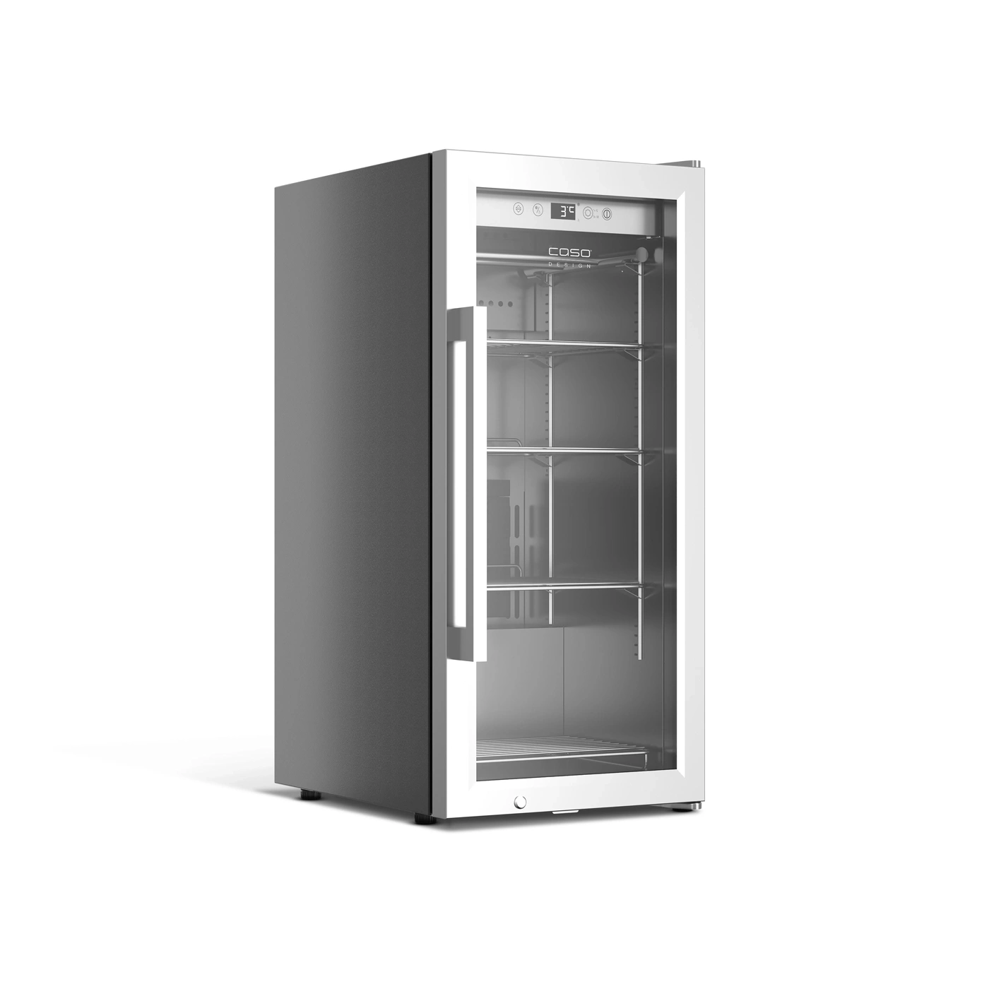 Weinkühlschrank mit Glasfront, Edelstahlgriff und Temperaturanzeige