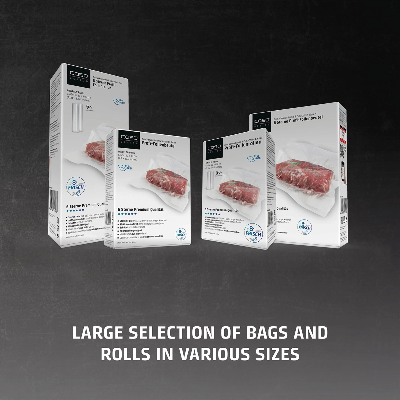 Vacuum bags and rolls in various sizes, BPA-free, 6-star premium quality