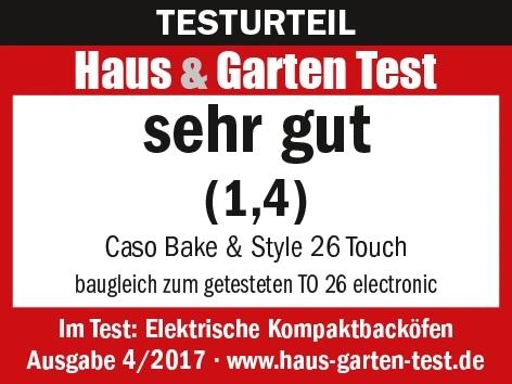 Haus & Garten Test result: very good (1.4) for Caso Bake & Style 26 Touch.