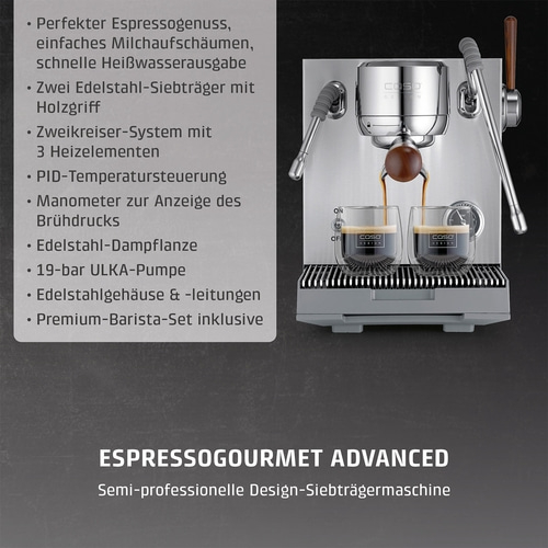Eine Espressomaschine mit zwei Gläsern Kaffee.
