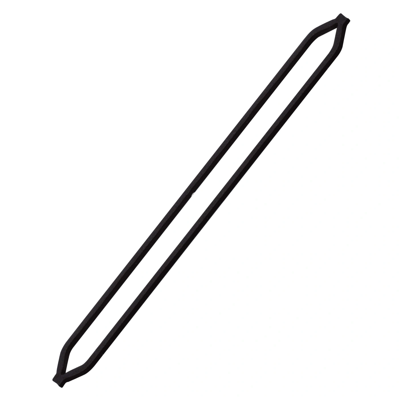 Black object with two parallel lines connected at the ends, on white background.