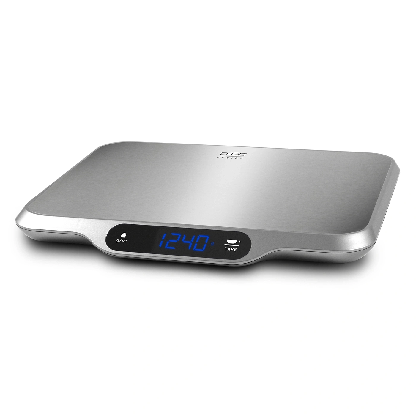 Stainless steel kitchen scale with digital display and TARE function