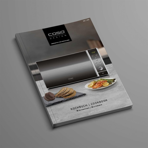 Kochbuch mit Mikrowelle und Essen, Caso Design, grau