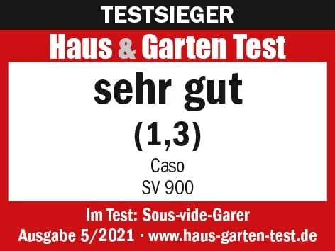 Testauszeichnung für Caso SV 900, sehr gut, Haus & Garten Test, Ausgabe 5/2021
