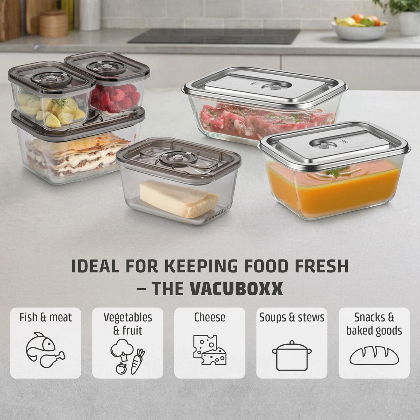 VacuBoxx Eco-Duo S 2 Glass vacuum containers with SAN lid