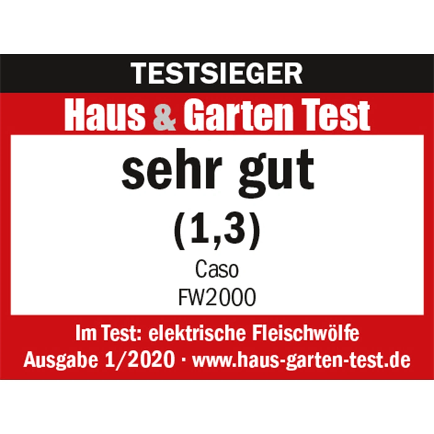 Testsieger Haus & Garten Test, sehr gut (1,3), Caso FW2000, elektrische Fleischwölfe