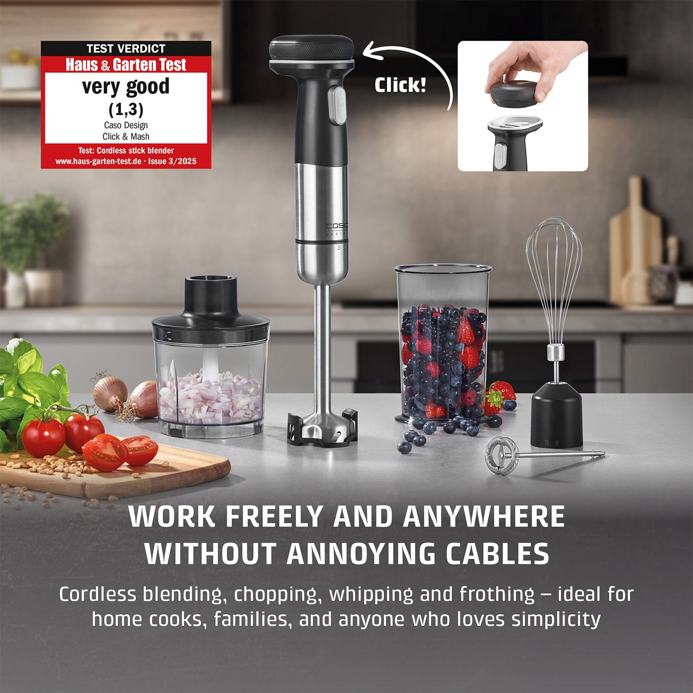 Click & Mash Cordless 4 in 1 hand blender set