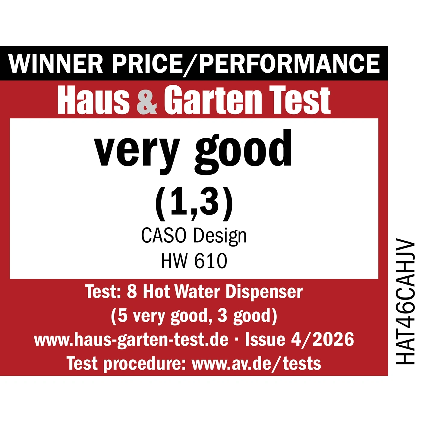 Seal for House & Garden Test: Very good (1.3) with CASO Design HW 610
