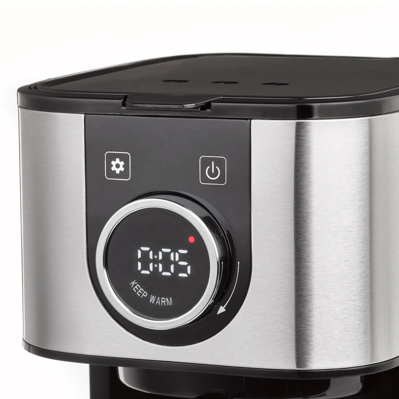 Kaffeemaschine mit digitaler Anzeige und Keep-Warm-Funktion, Edelstahl-Design
