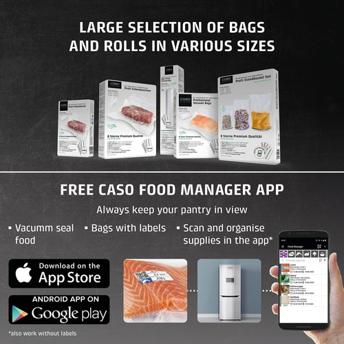 Caso Food Manager App: Vacuum food, label, organize in the app, and more.
