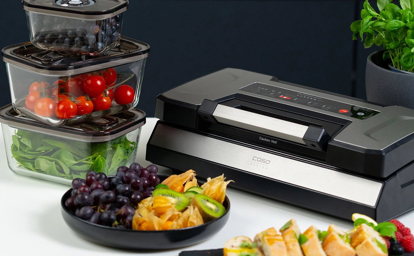 Food, vacuum sealer, containers, fruit, vegetables, kitchen, table, fresh, healthy, eating