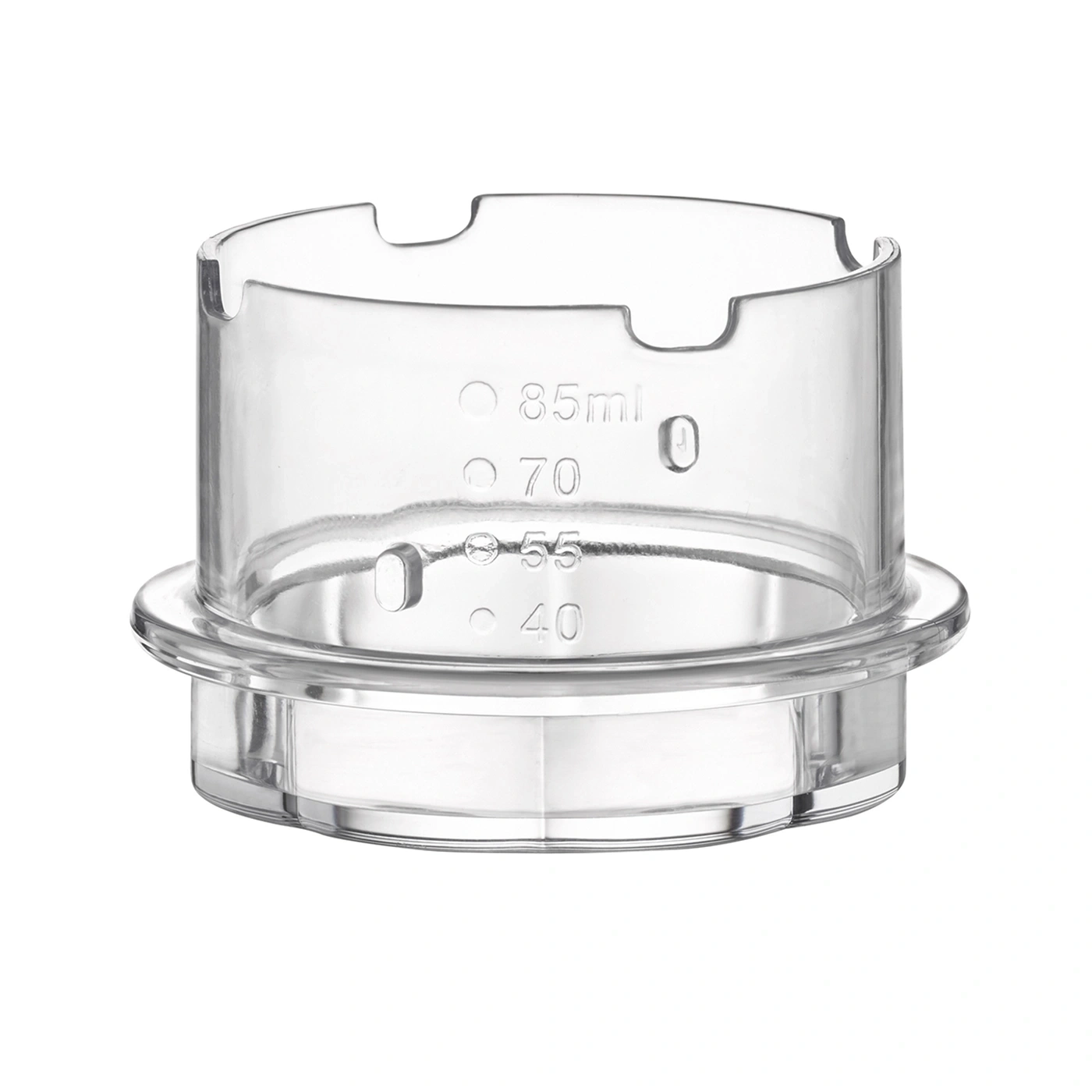 Transparent measuring cup with scale for liquids, 85ml, 70ml, 55ml, 40ml, clear plastic