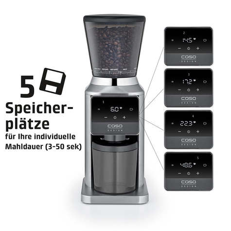 Kaffeemühle mit 5 Speicherplätzen für individuelle Mahldauer