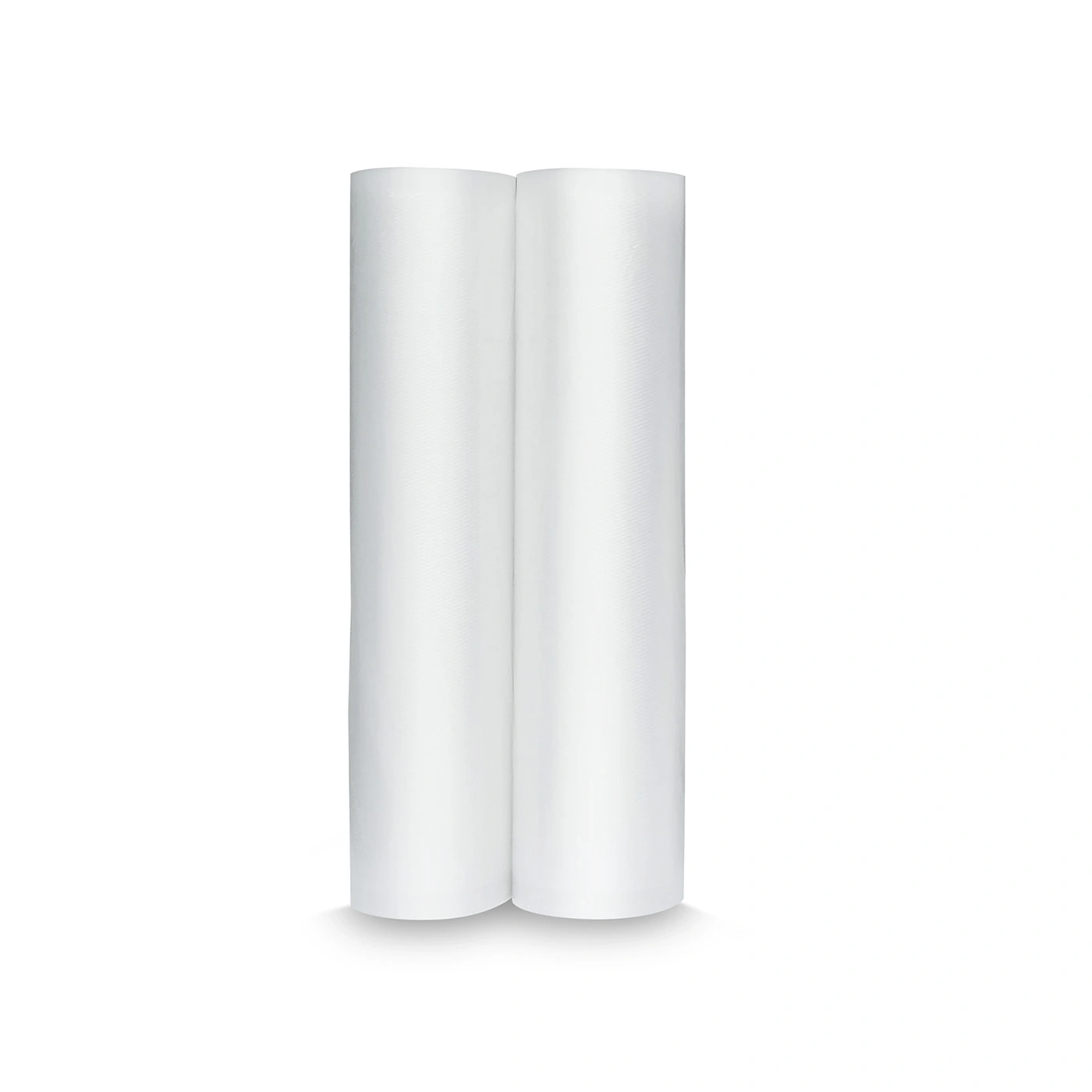 Two white rolls standing side by side on a white background.