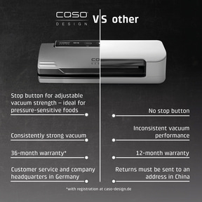 Comparison of Caso vacuum sealer with others: features, warranty, customer service.
