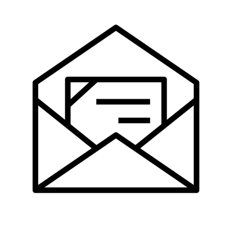 Offener Umschlag mit Brief, schwarz-weiß, Symbol für Post