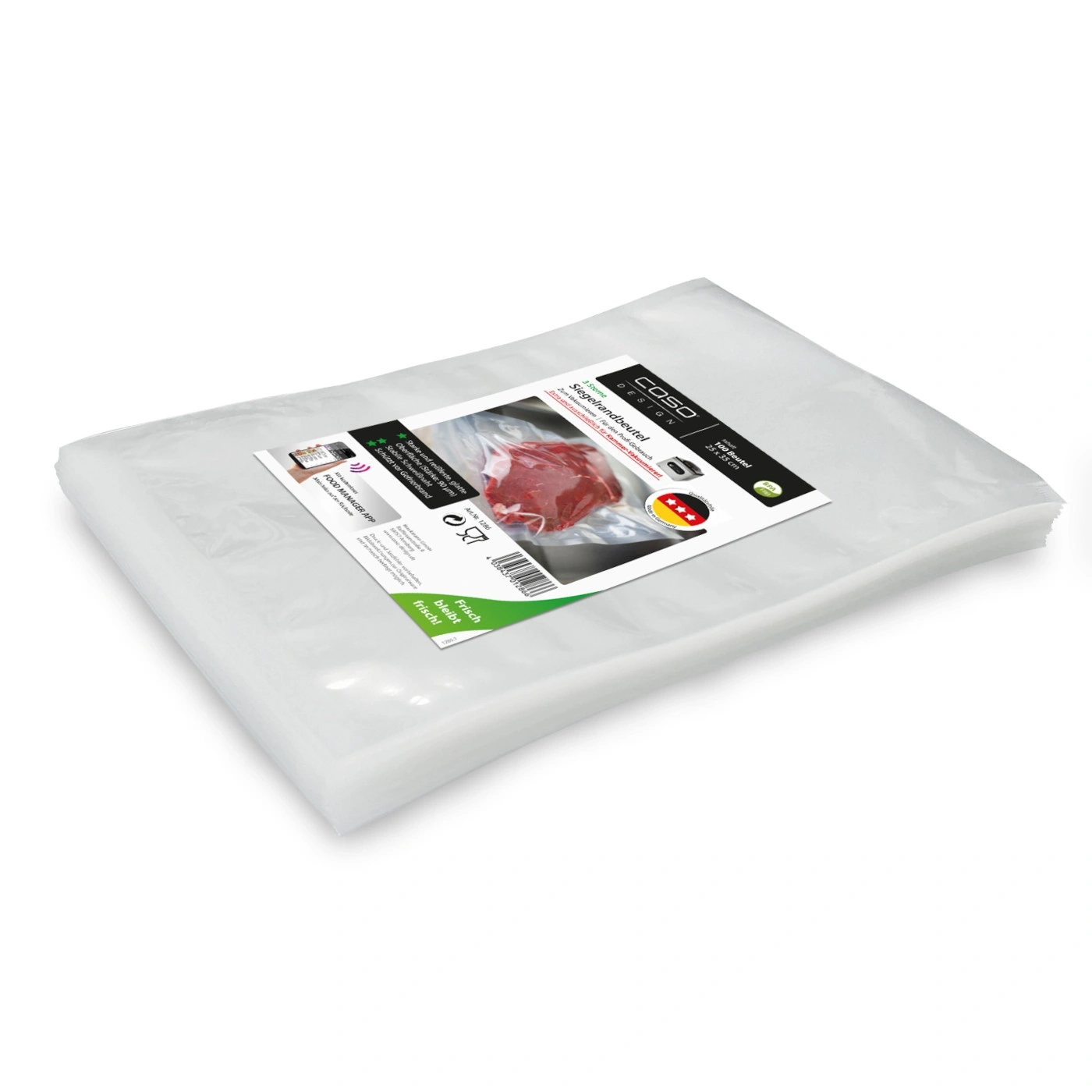 Caso vacuum sealer bags, 100 bags, 25 x 35 cm, for vacuum sealing, keeps food fresh