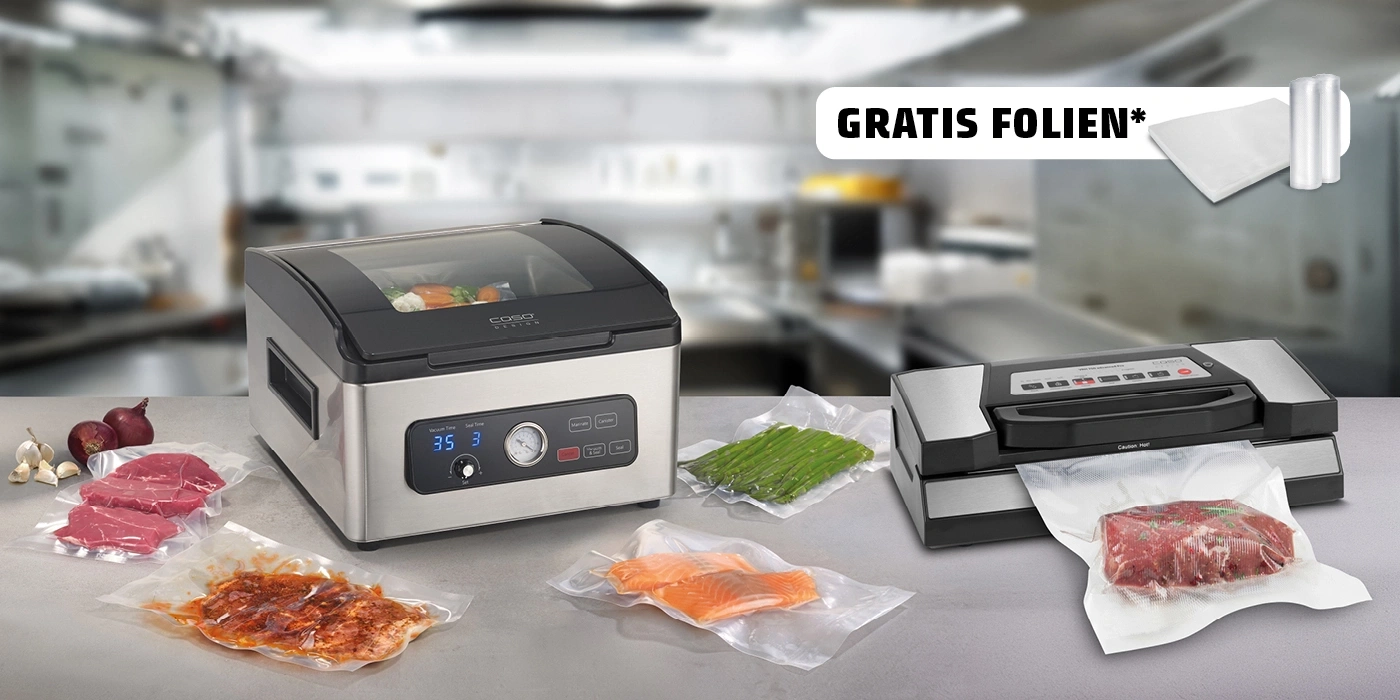 Vacuum sealers with packaged food and free film offer