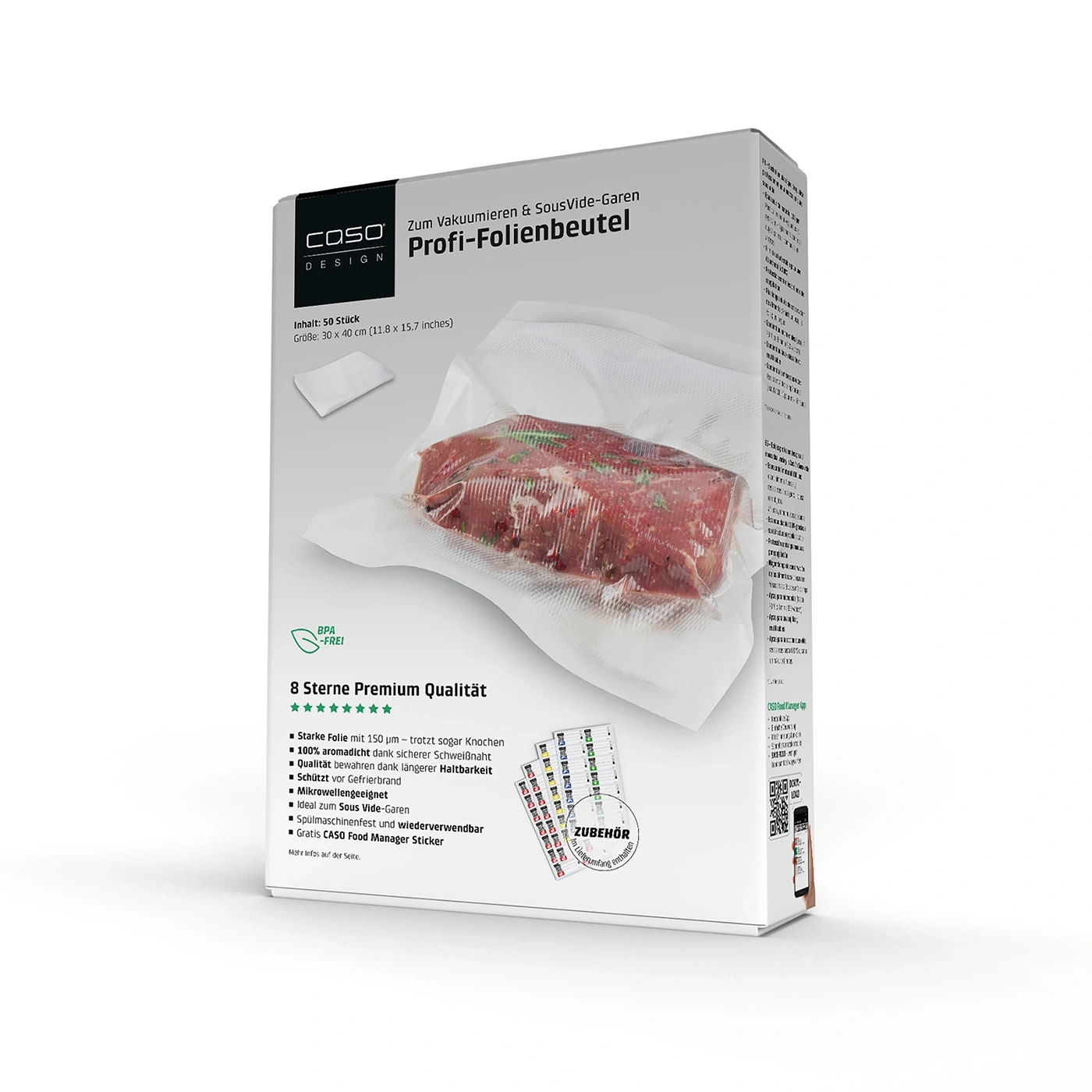 8-Sterne Profi-Folienbeutel 30x40 cm, 50 Stück, 150 μm zum Vakuumieren + Sous Vide Garen