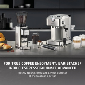 Coffee machine and coffee grinder on kitchen counter