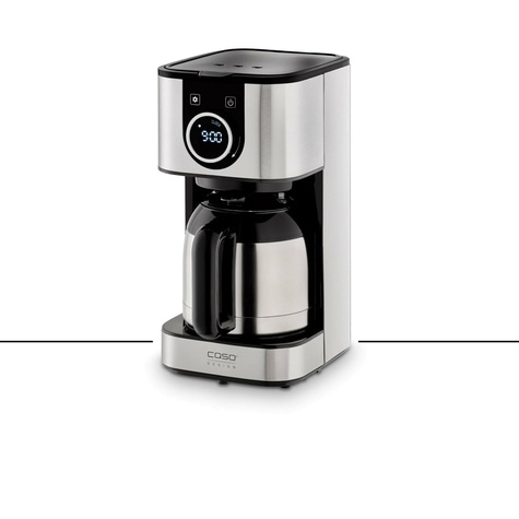 Kaffeemaschine mit digitaler Anzeige, Edelstahl, Caso Design, 9:00 Uhr, Kaffeezubereitung