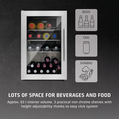 Refrigerator with drinks and snacks, lots of space, BBQ cooler, bottles, cans, grilled food.
