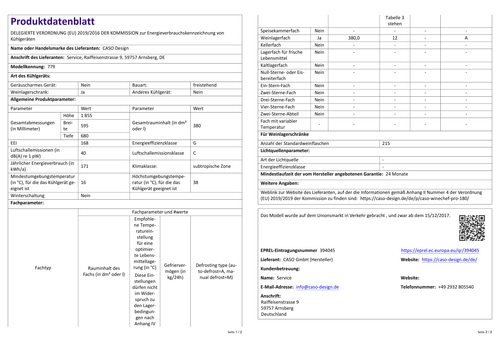 WineChef Pro 180 Design Weinkühlschrank, für bis zu 180 Flaschen, 2 Temperaturzonen