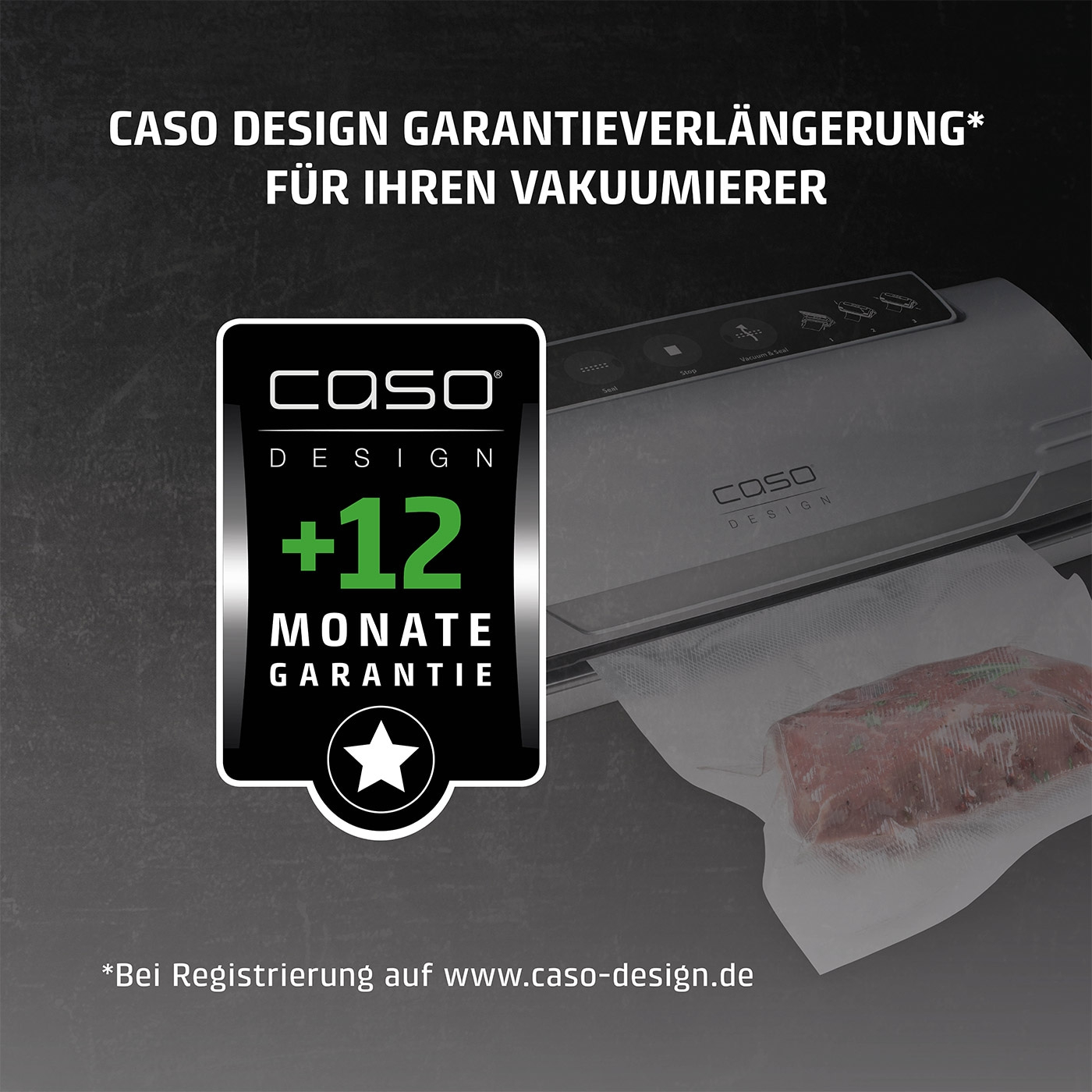 CASO Design warranty extension for vacuum sealer, +12 months warranty, register at caso-design.de