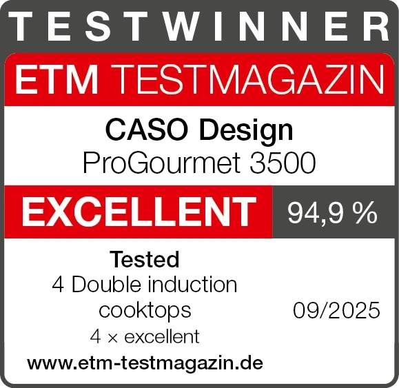 Test award for CASO Design ProGourmet 3500, rated excellent with 94.9%.
