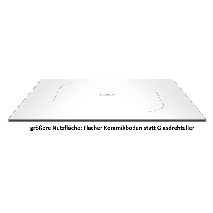 Kochfeld mit größerer Nutzfläche, Flacher Keramikboden statt Glasdrehteller