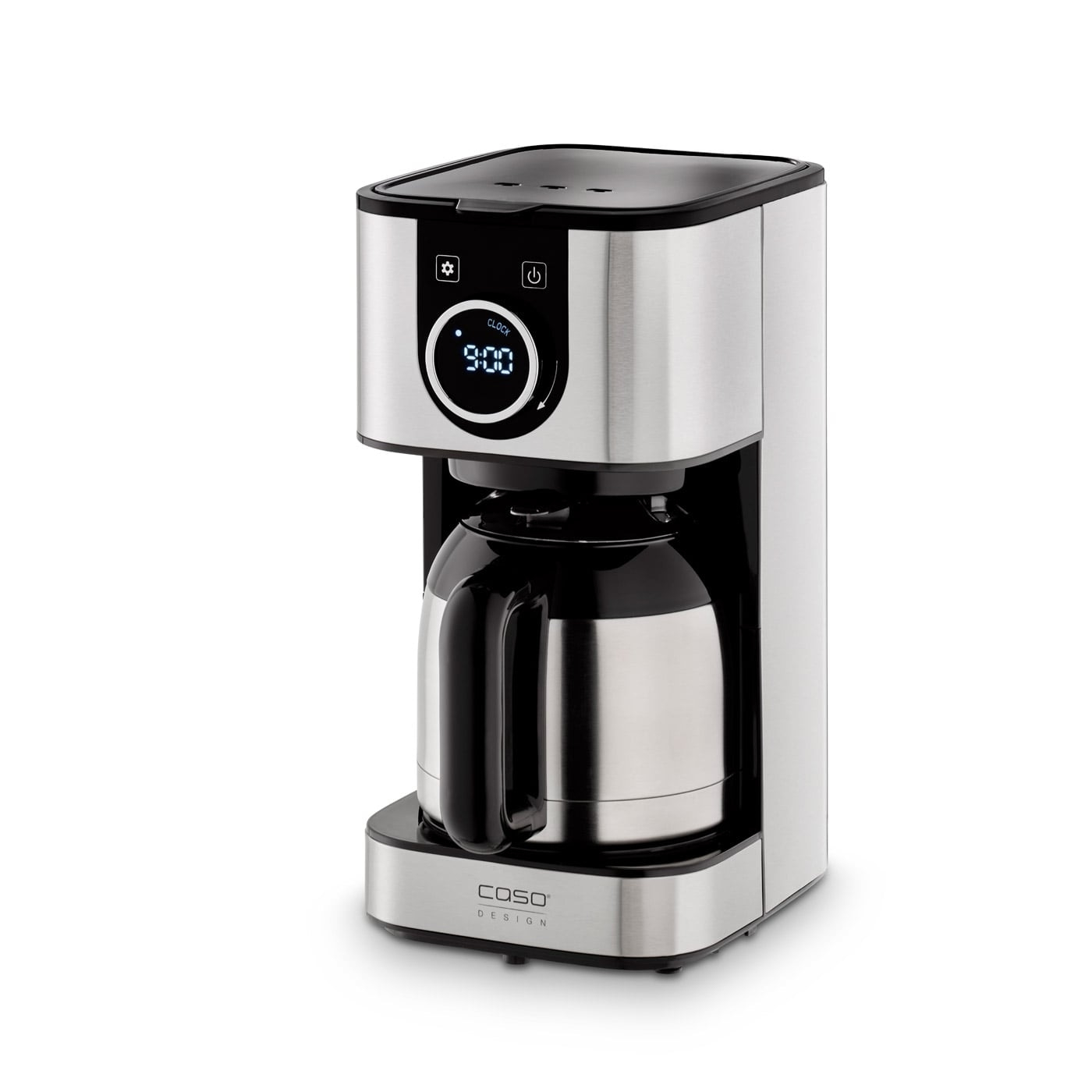 Kaffeemaschine mit digitaler Uhr und Edelstahl-Design, Caso Design