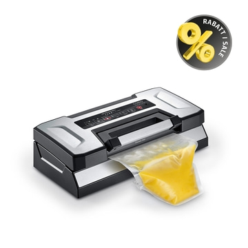 Vacuum sealer with yellow contents and discount symbol on sale
