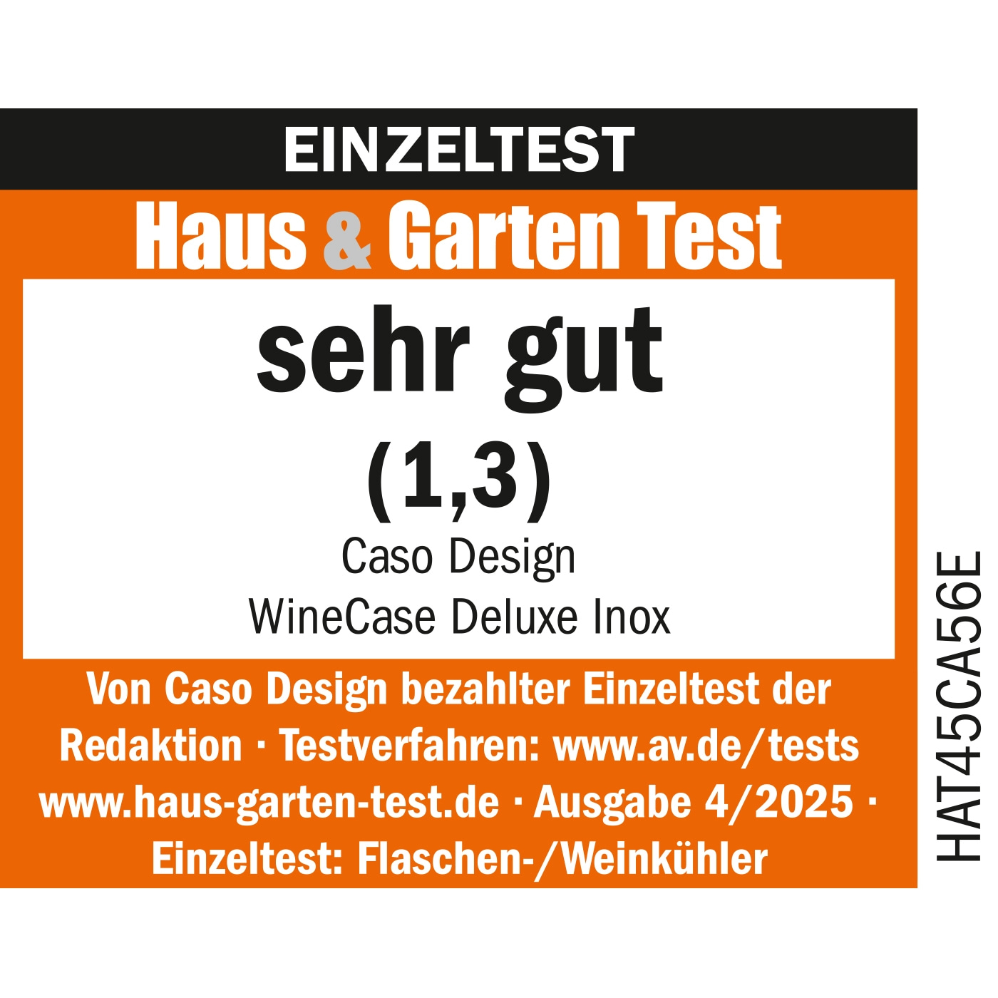 Testurteil 'sehr gut' für Caso Design WineCase Deluxe Inox, Einzeltest.