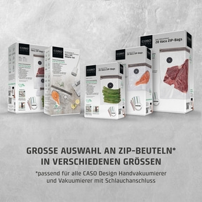 Caso Design vacuum bags, various sizes, for hand vacuum sealers and vacuum sealers