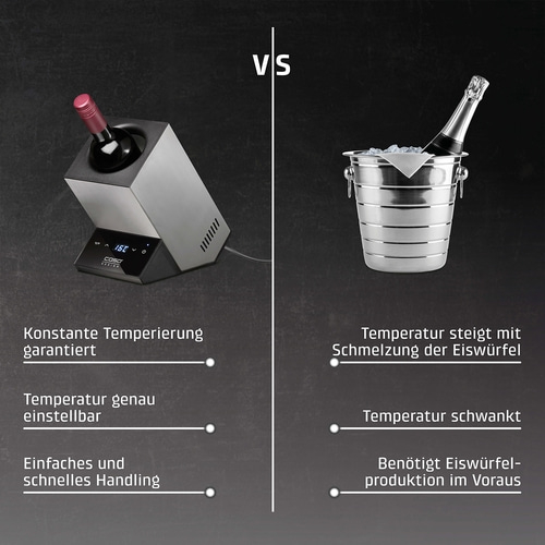 Wine cooler vs ice bucket: temperature control, easy handling, ice cubes