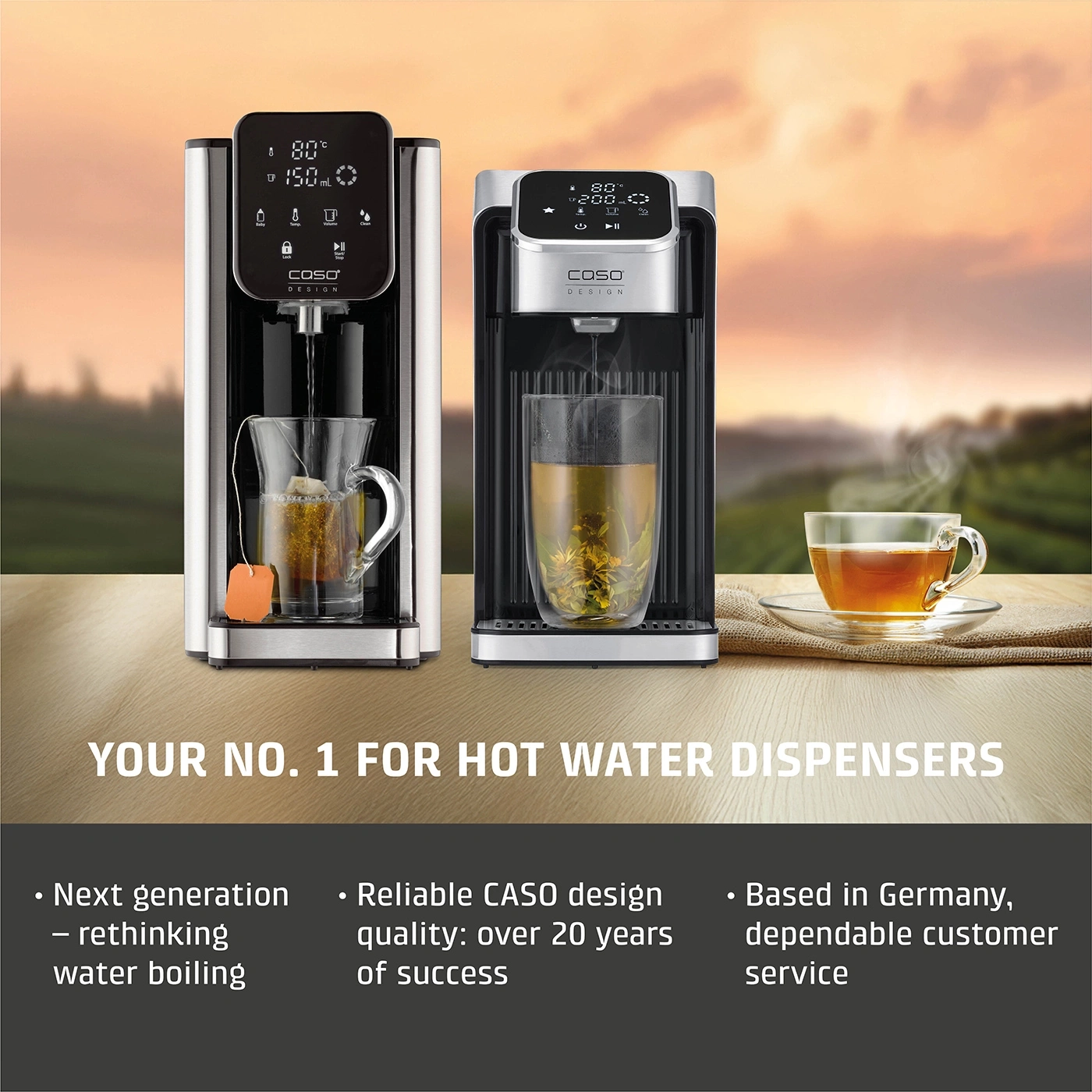 Hot water dispenser with awards and text: Your No. 1 for hot water dispensers.
