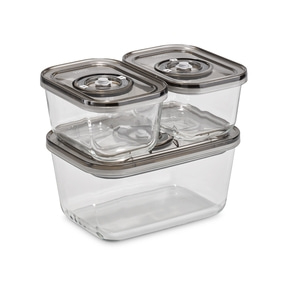 VacuBoxx Eco-Set + VacuBoxx Inox 2.6 Set of stackable glass vacuum containers