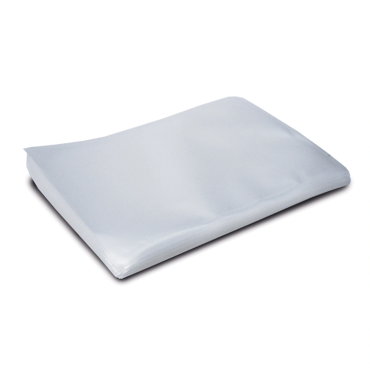 A stack of transparent plastic sheets on a white background, slightly shaded.