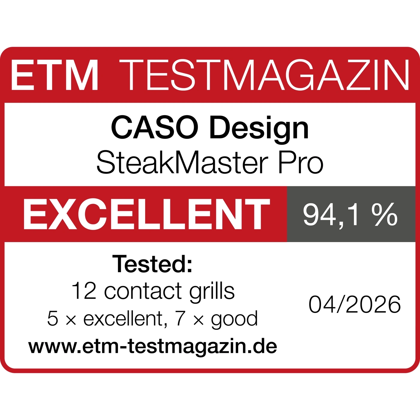 ETM TESTMAGAZIN: CASO Design SteakMaster Pro VERY GOOD 94.1 %