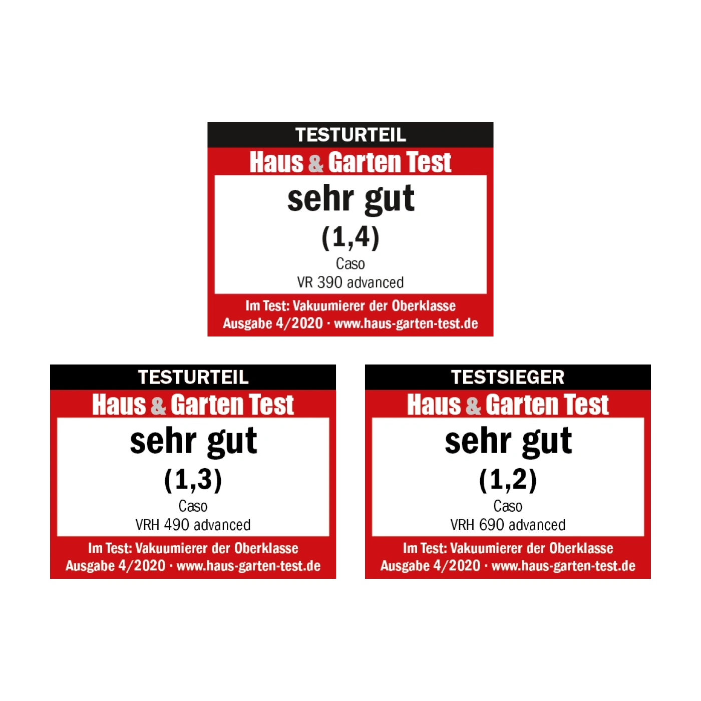 House & Garden Test Rating Very Good (1.3) for Caso VRH 490 advanced