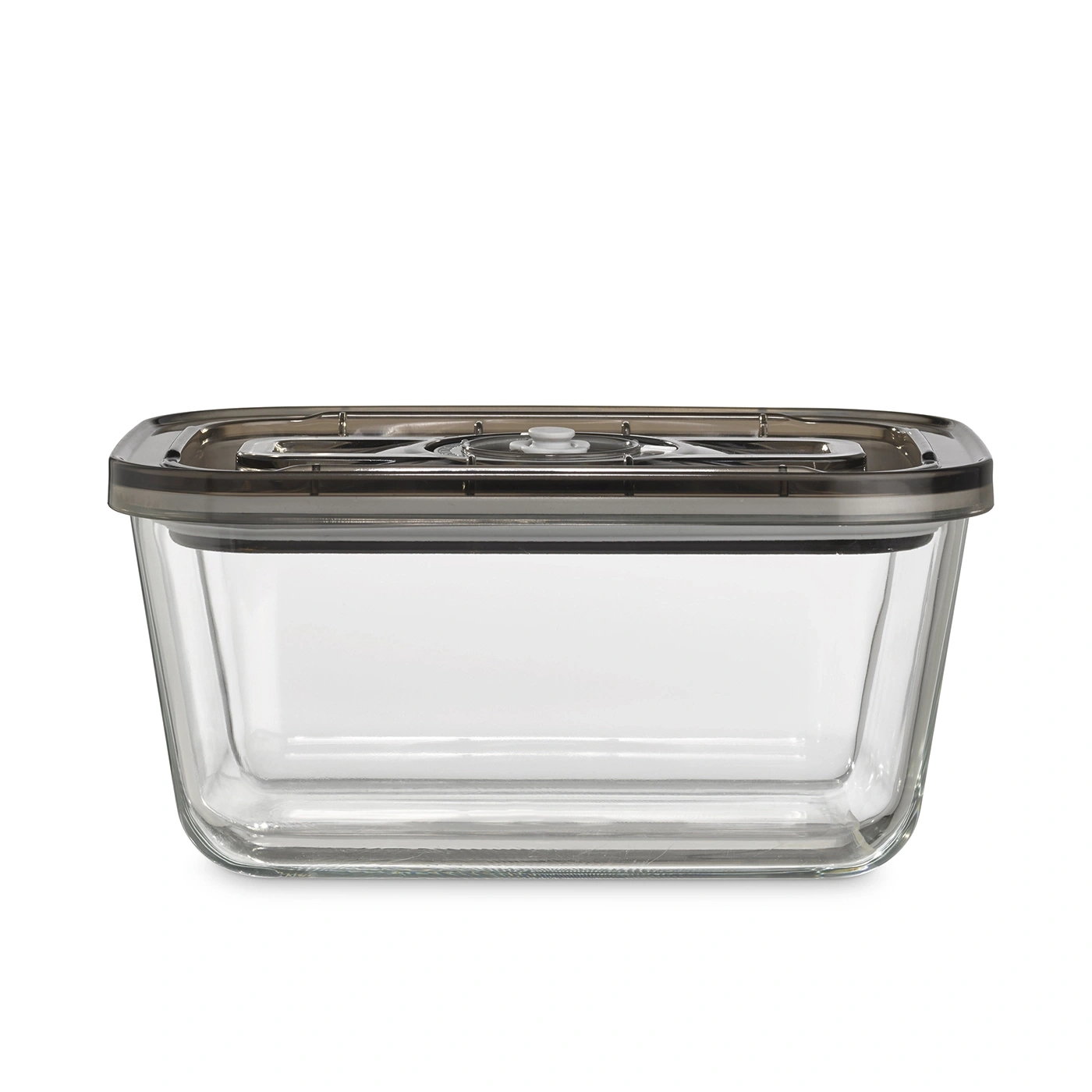 Glass container with lid, rectangular, transparent, for food, kitchen storage