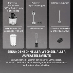 Click & Mash Kabelloses 4in1 Stabmixer-Set